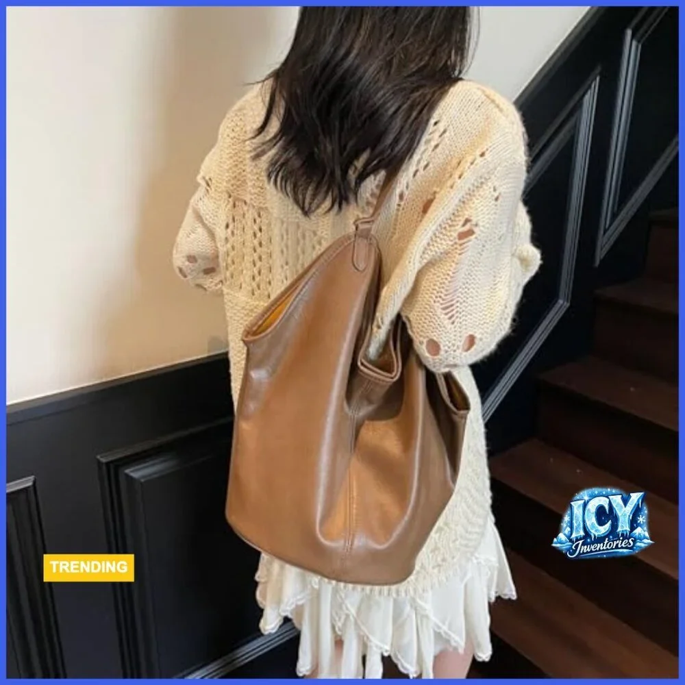 Slouchy Suede Hobo Tote Bag Large Capacity Shoulder Handbag Retro Satchel